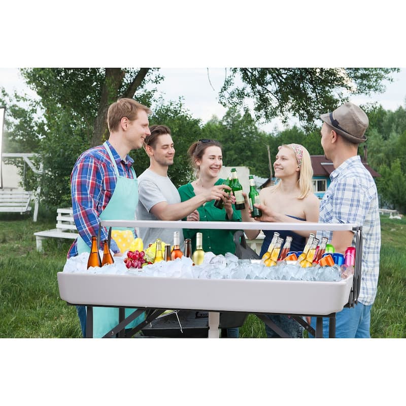 Two-Tier Portable Ice Cooler Table with Removable Skirt