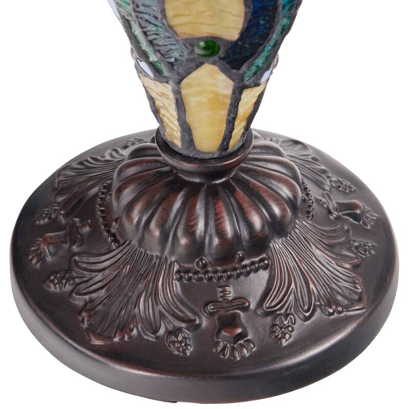 River of Goods Double Lit Stained Glass 24-Inch Table Lamp - 17" x 17" x 24"