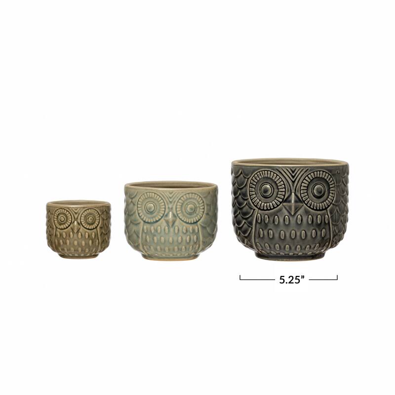 Decorative Stoneware Owl Containers