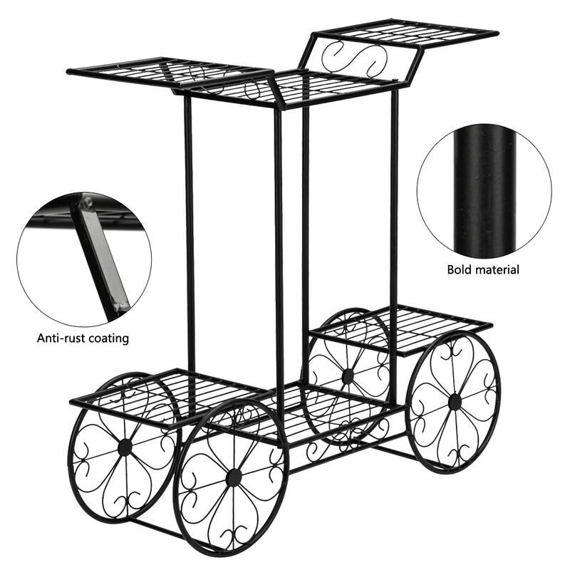 Home Decoration Art Car Shape 6 Pot Plant Stand Shelf