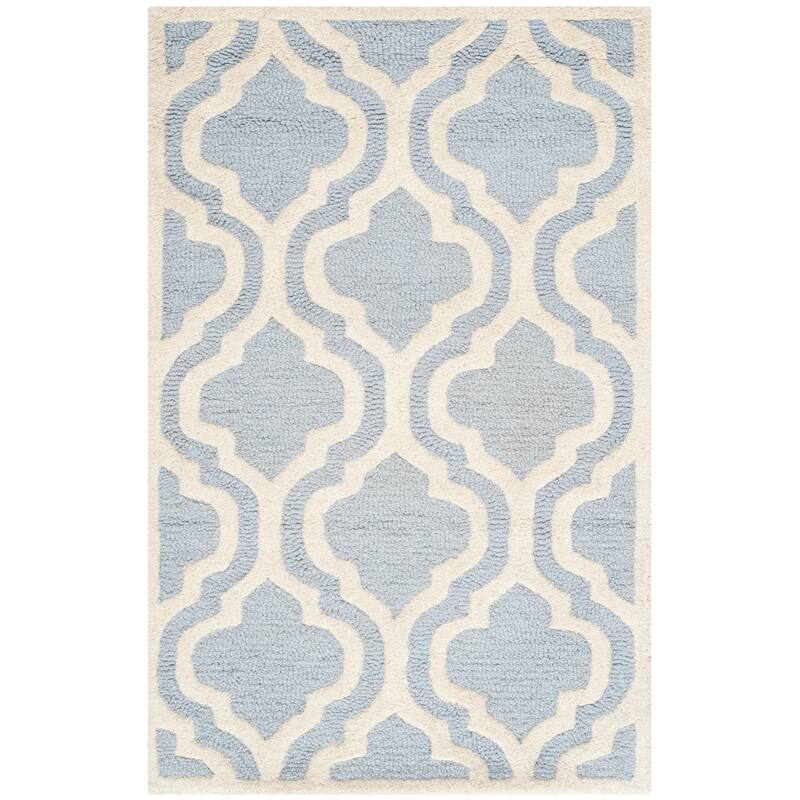 SAFAVIEH Handmade Cambridge Allana Modern Moroccan Wool Rug - 2'6" x 4' - Light Blue/Ivory