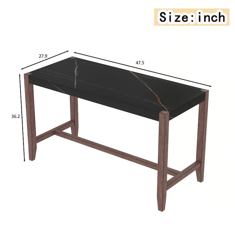 47.5 Inch Faux Marble Finish Counter Height Dining Table