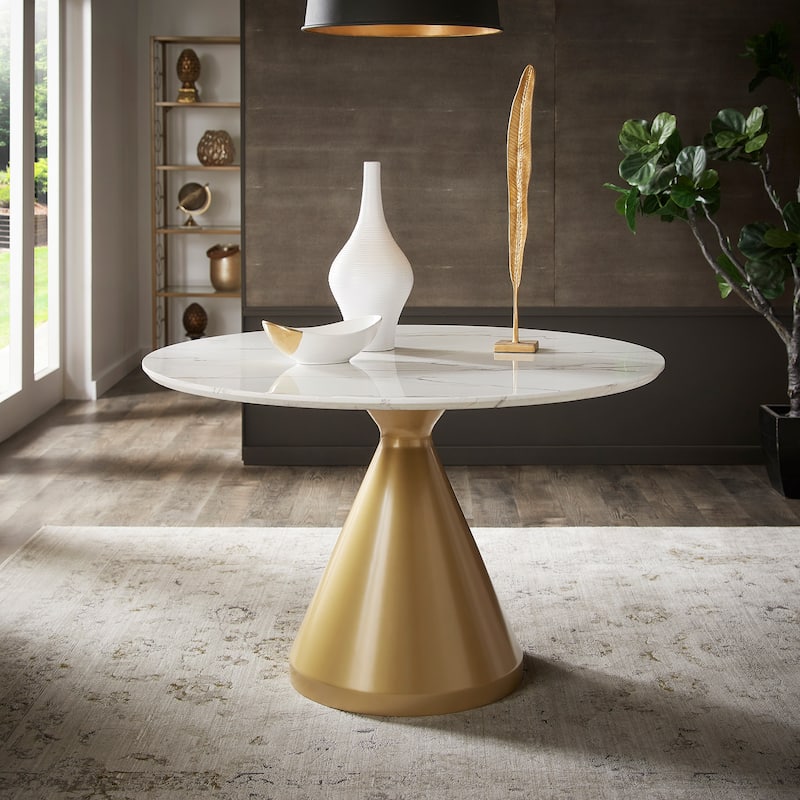 Darcy 46" Wide Faux Marble Round Dining Table by iNSPIRE Q Bold