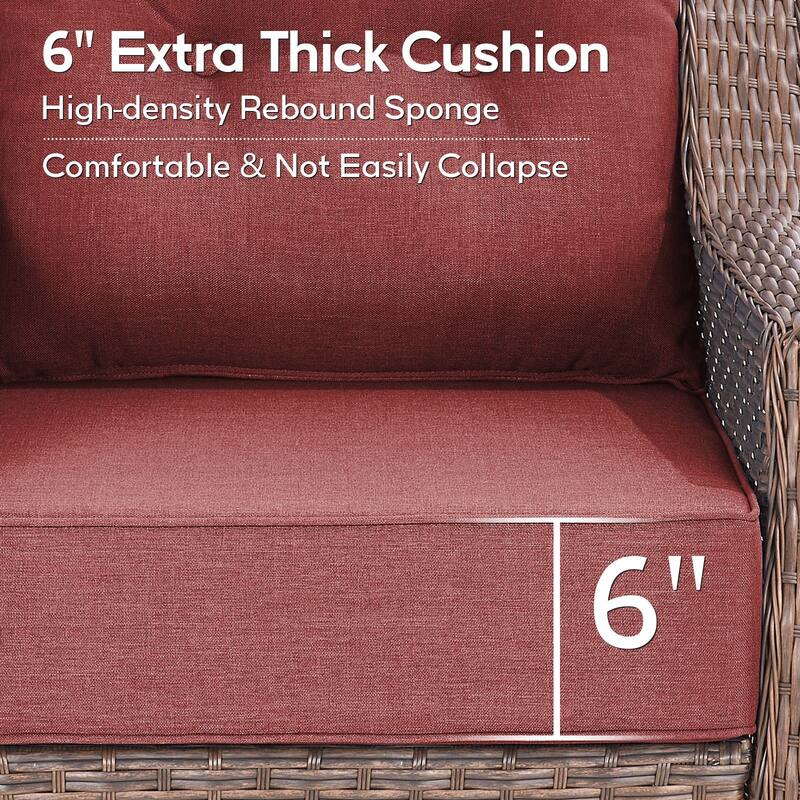 3 Pieces Swivel Chairs with Side Table - Grey Cushion - Brown