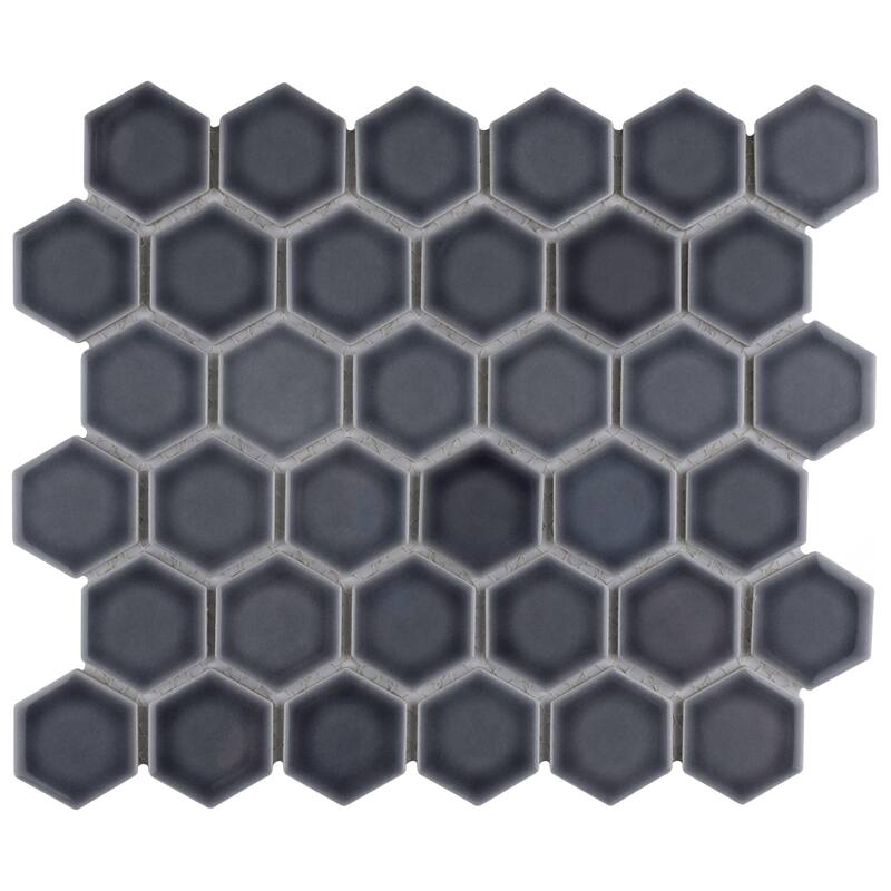 Merola Tile Hudson Due 2" Hex Storm Grey 10-7/8" x 12-5/8" Porcelain Mosaic Floor and Wall Tile