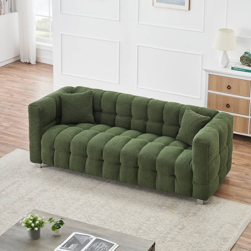 Premium 80-inch Wool Sofa with High-Density Foam Filling and Bonus Cushions