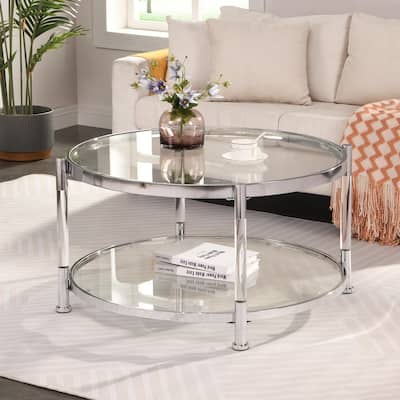 32.3'' Round Tempered Glass Coffee Table