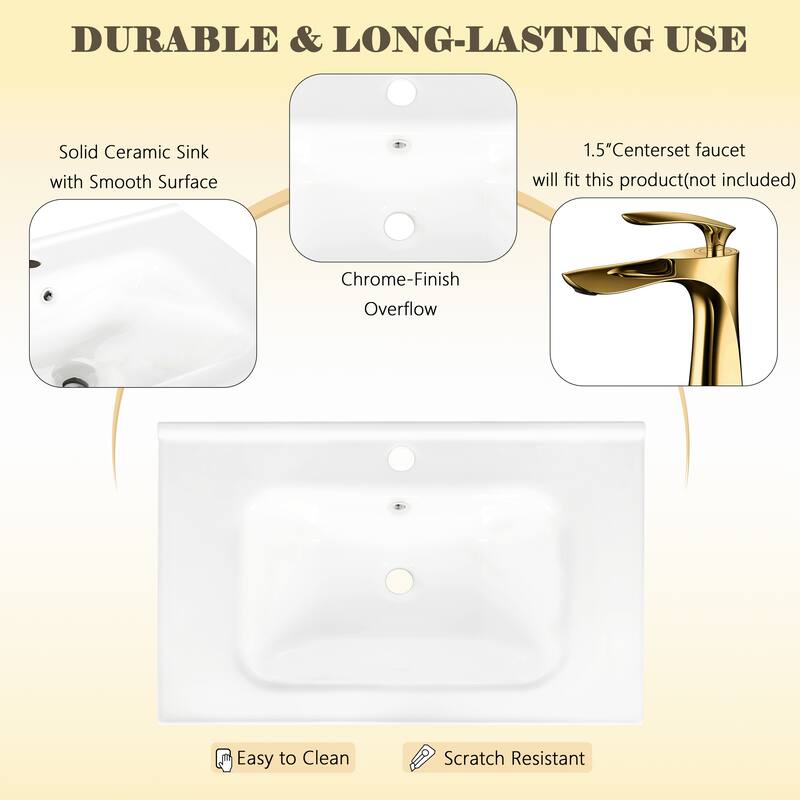 28-36 inch Transitional Single Bathroom Vanity with Ceramic Sink