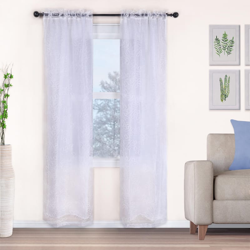 Superior Foliage Vintage Rustic Leaves Sheer Curtain Set with 2 Panels