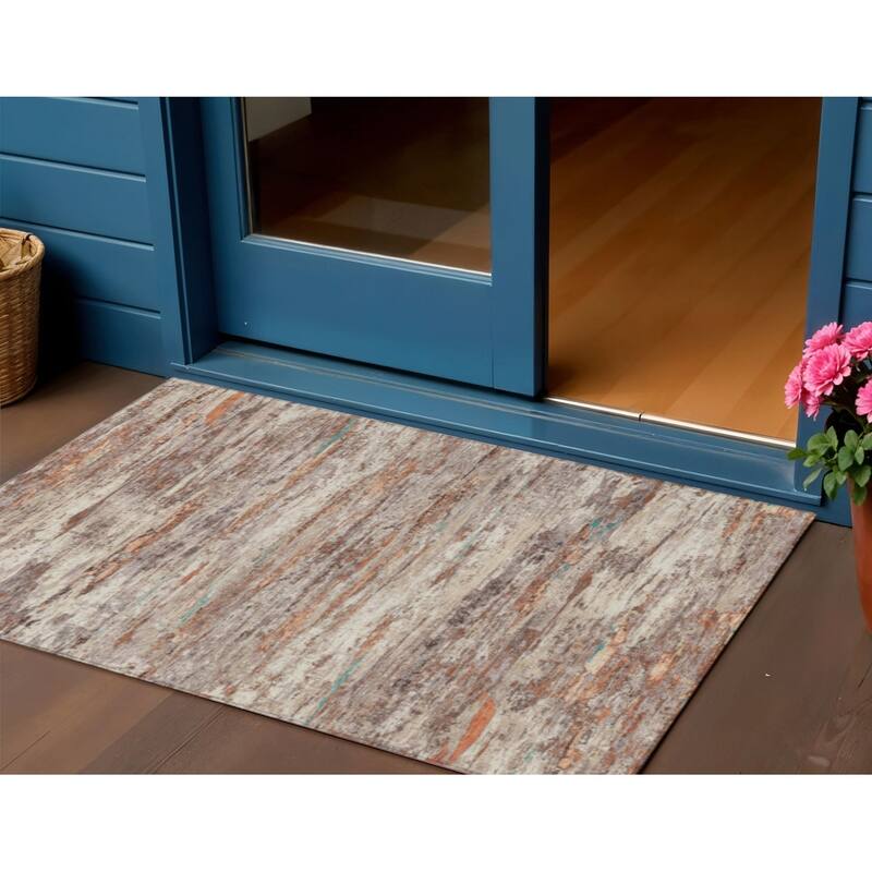HomeRoots Abstract Transitional Rectangle Outdoor Rug - 3' x 5'