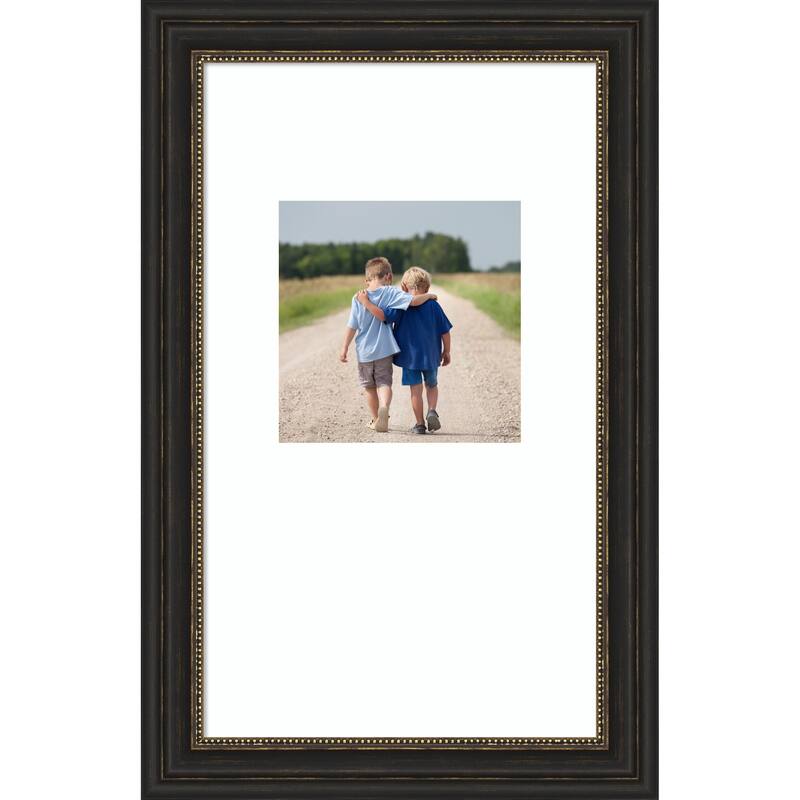 Accent Bronze Narrow Framed Picture Frame, Photo Frame - 13x22 Matted White 8x8