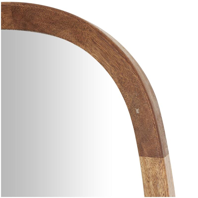 Wooden Wall Mirror with Natural Wood Grain and Rounded Edges - Brown - Roche River Decor