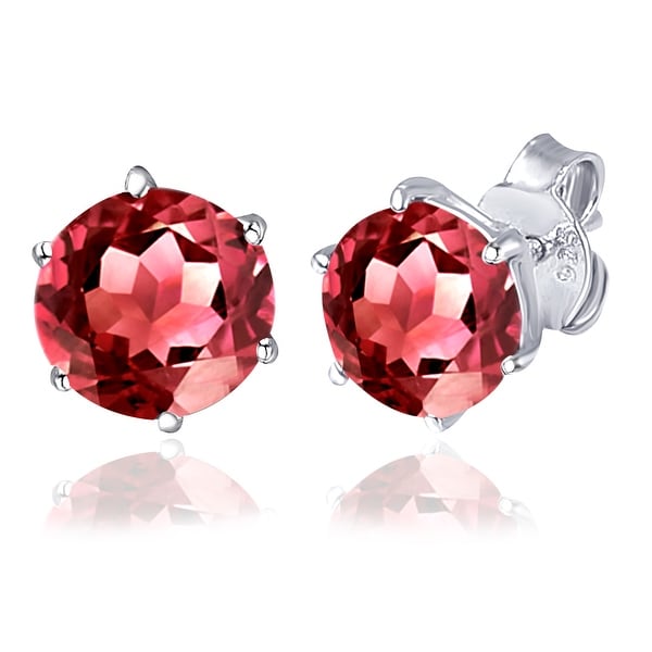 Multi Color Gemstones Sterling Silver Round Stud Earring by Orchid Jewelry. Opens flyout.