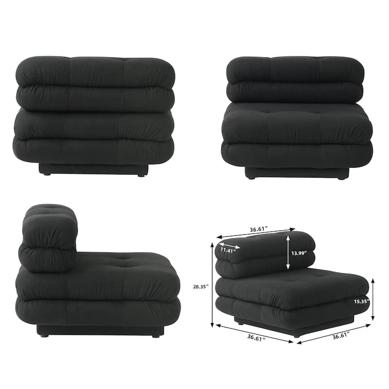 146'' L-shape Teddy Velvet Fabric 5-pieces Upholstered Sectional Sofa