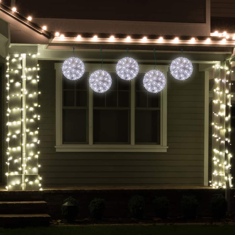 LED Lighted Hanging Starlight Sphere Outdoor Christmas Decoration- 6"