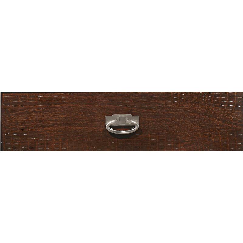 Cappuccino Nightstand with Croc Textured Drawer Front, 25x27x16 Modern Bedside Storage Table for Bedroom Essentials