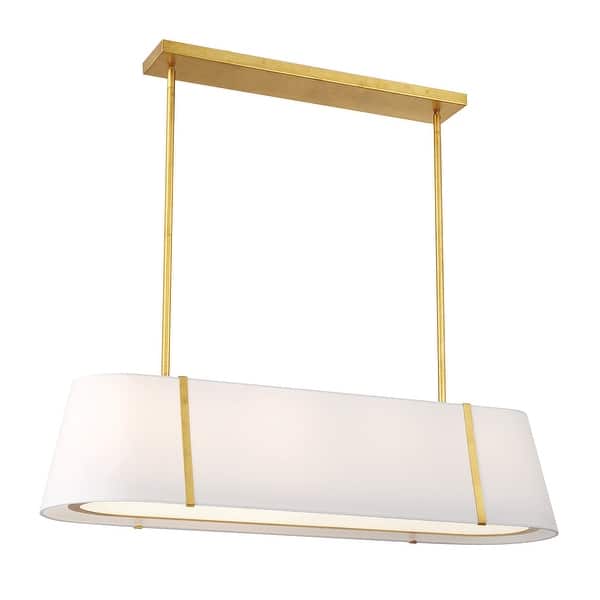 slide 2 of 5, Fulton 4 Light Antique Gold Linear Oval Chandelier