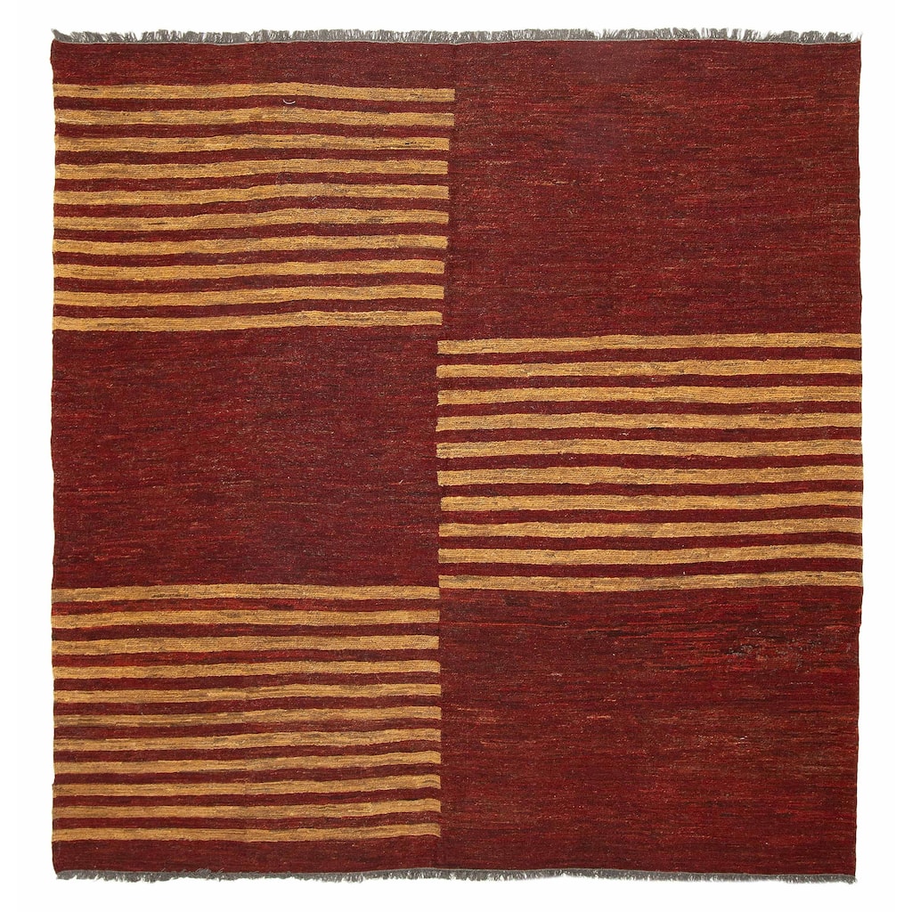 ECARPETGALLERY Flat-Weave Natural Red Wool Tapestry Kilim - 6'11 x 7'1