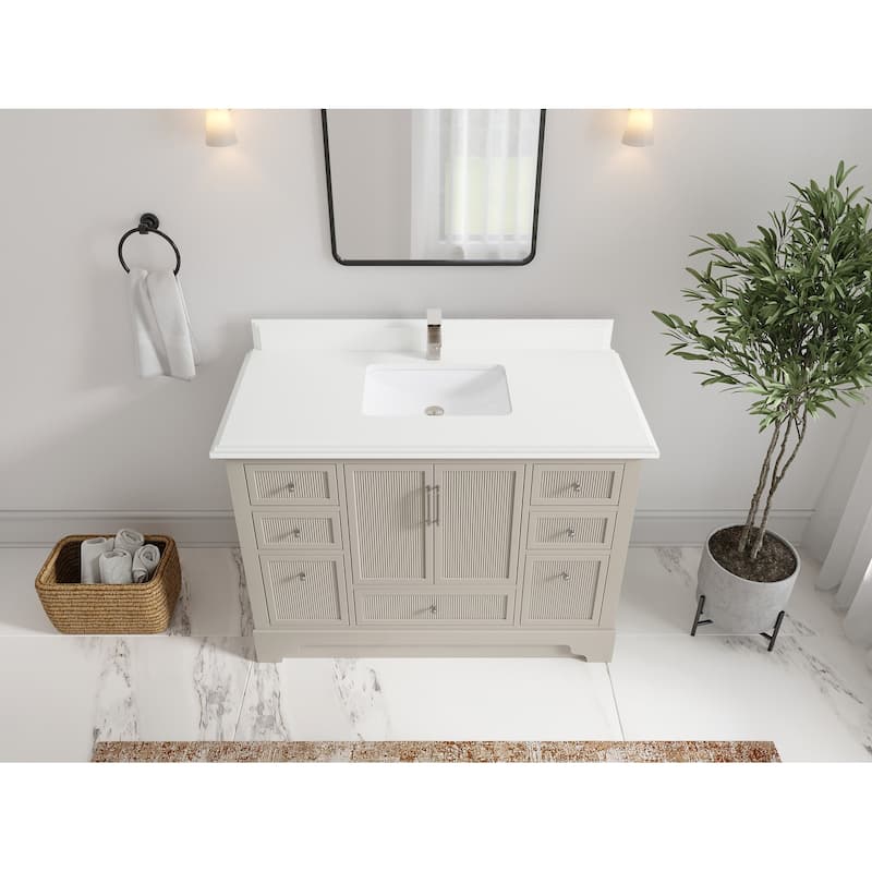 Willow Collections 48 in. W x 22 in. D Alys Single Sink Bathroom Vanity with Countertop - 1.5"White - Fine Grain