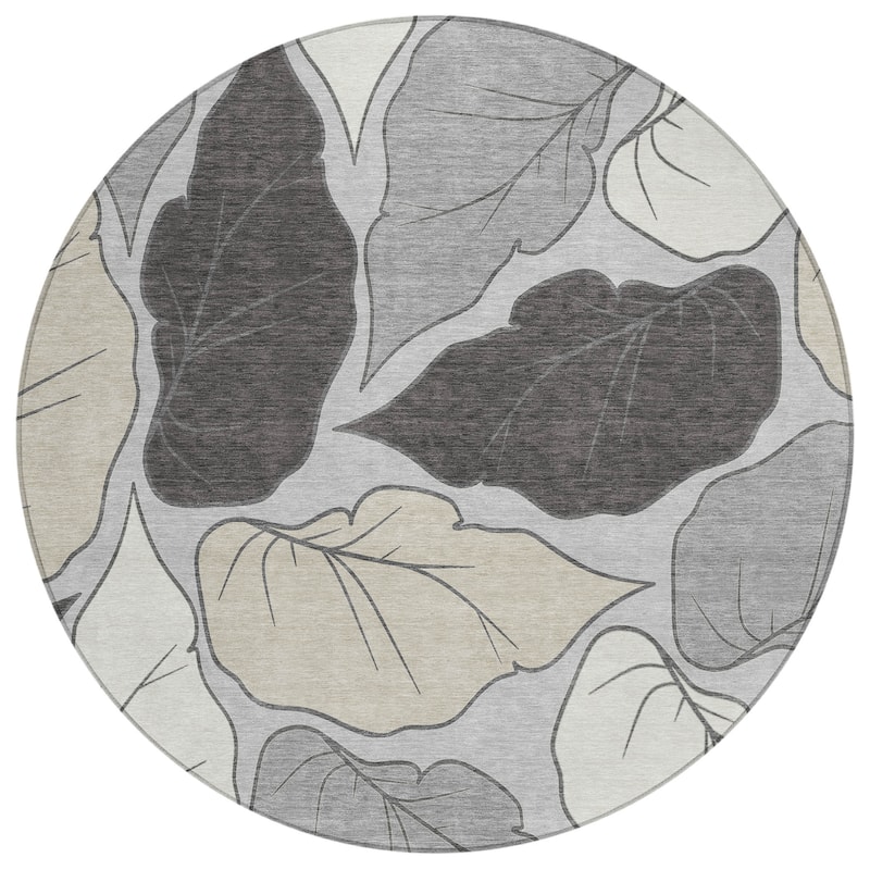 Machine Washable Indoor/ Outdoor Contemporary Floral Chantille Rug