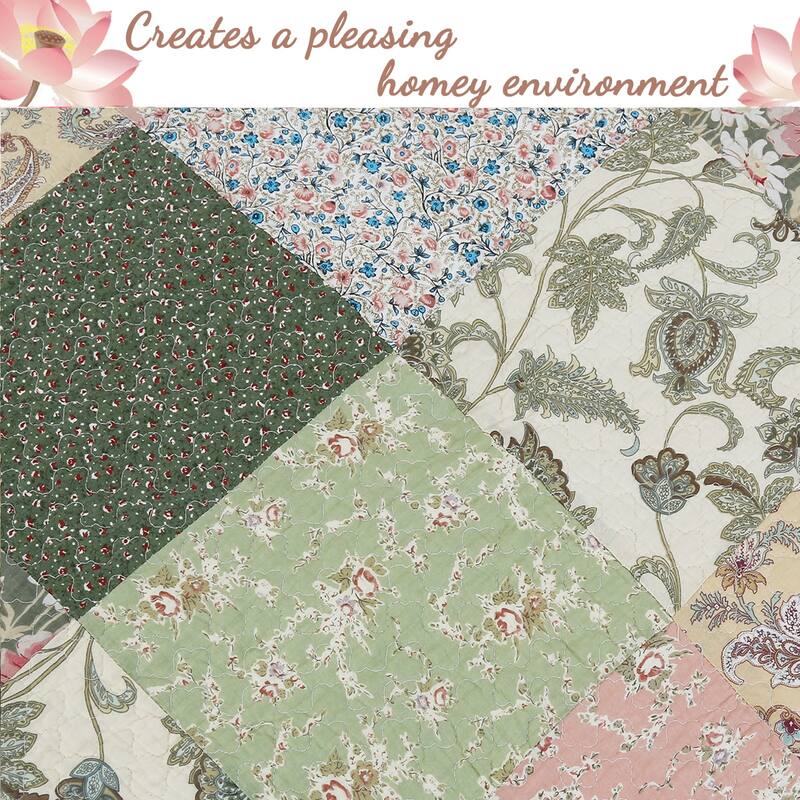 The Green Barn Cypress Ridge Forest Floral Patchwork 3-piece Quilt Bedding Set