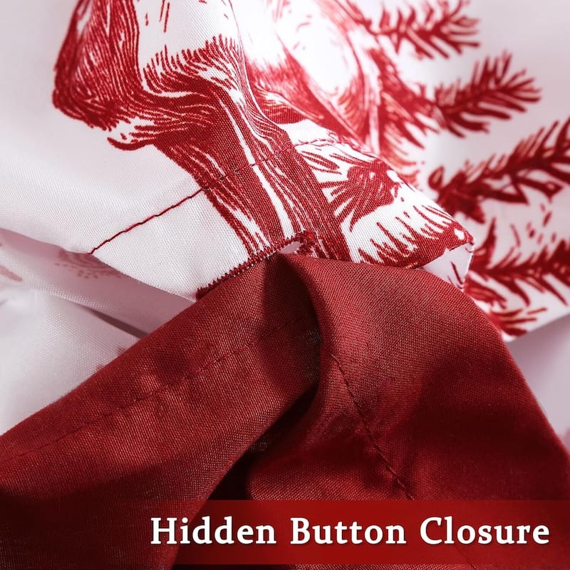 Christmas Soft Boho Red Duvet Cover and Pillow Shams Set, Bedding Set
