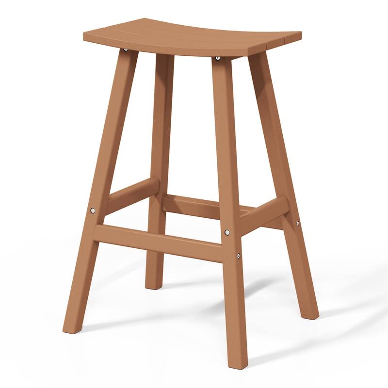 Laguna Hdpe All Weather Outdoor Patio 29" Saddle Seat Bar Stool (Set Of 3)