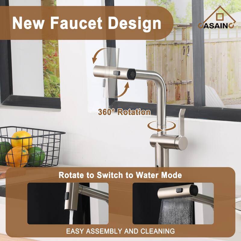 Single Handle Pull Down Sprayer Kitchen Faucet with Motion Sense Wave, Power Boost