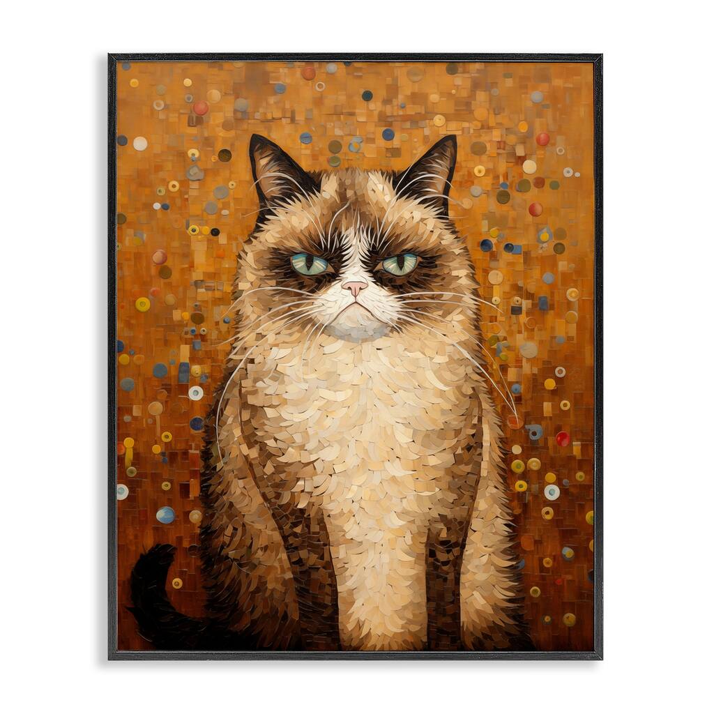 Stupell Grumpy Klimt Cat Framed Giclee Art Design By Arlington Prints