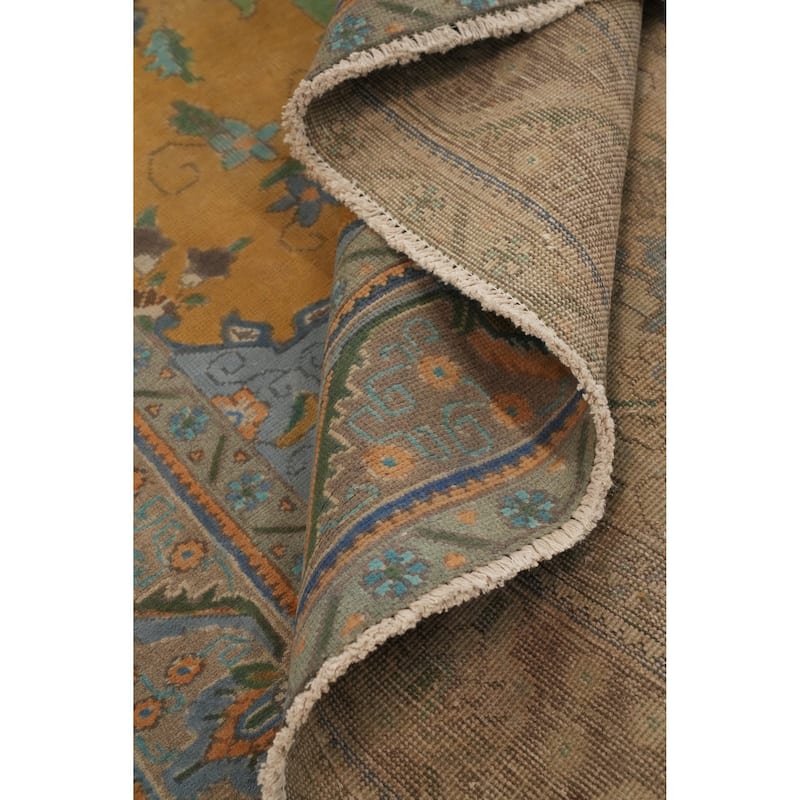 Hand Knotted Oriental 100% Wool Carpet Traditional Floral Oranges & Rust Tabriz Area Rug - 8' 7'' X 6' 6''