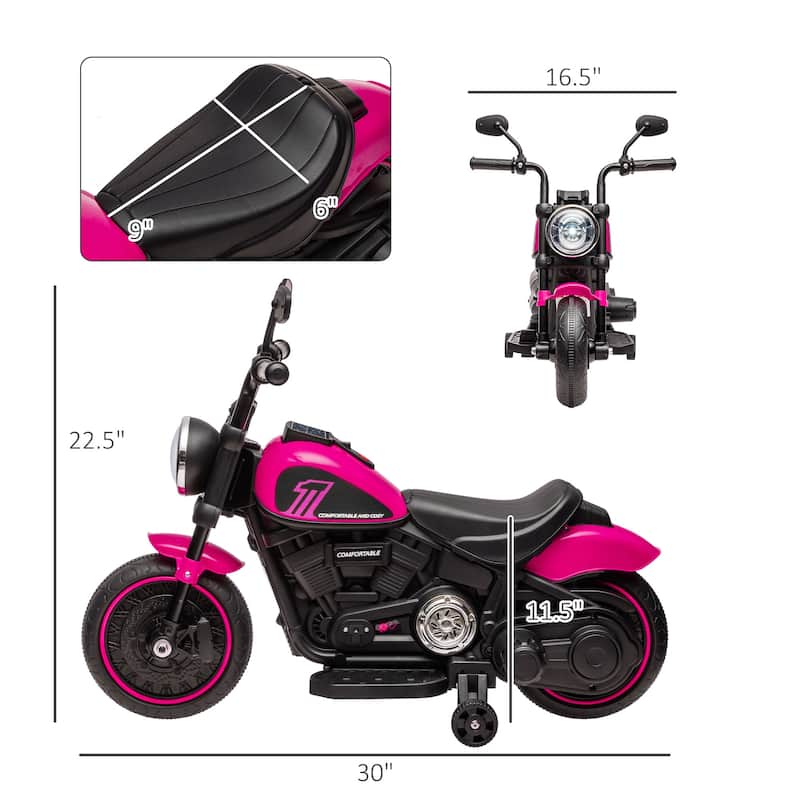 Electric Motorcycle Ride-On Bike with Training Wheels, Pink Ride-On Motorbike with High-Traction Tires