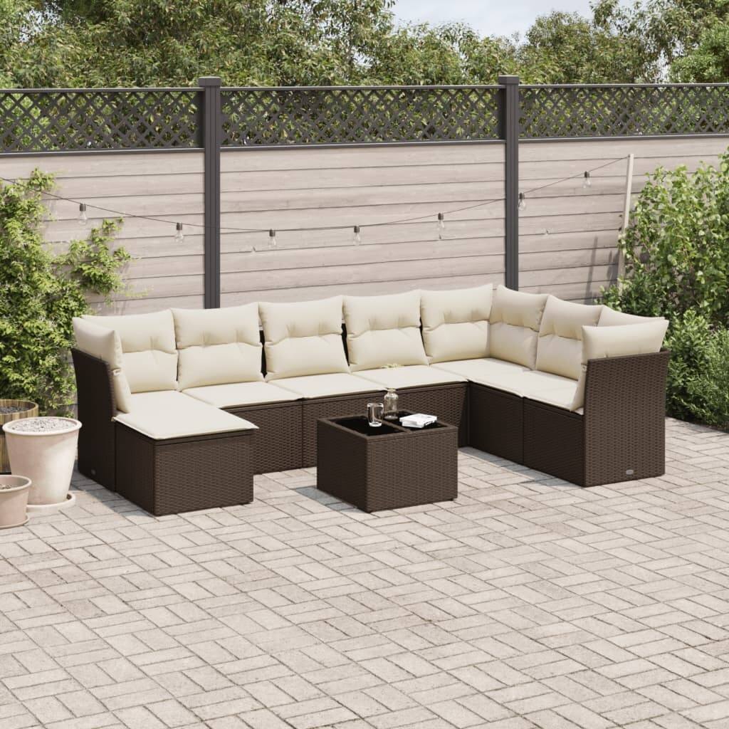 vidaXL Garden Sofa Set Brown and Cream White - 21.7 x 21.7 x 14.6