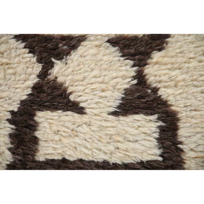 Anatolian Turkish Runner Rug Handmade Geometric Beige Wool Carpet - 3'3"x 12'5"