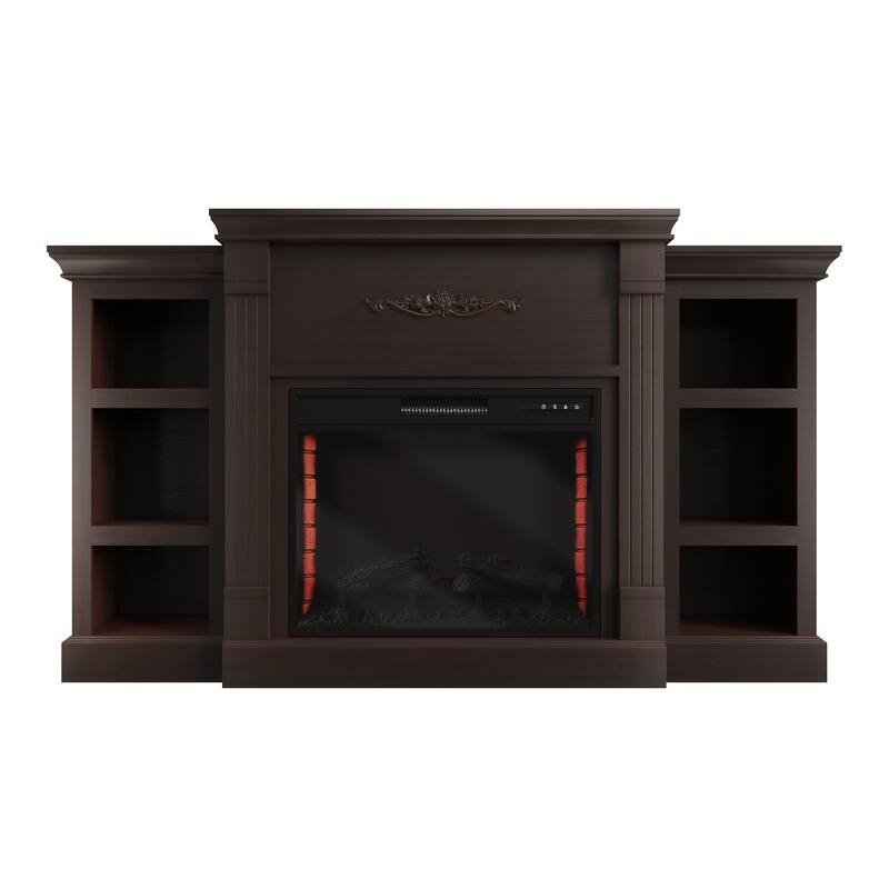 Farmhouse 70 inch TV Stand with 28" Electric Fireplace, Remote Control