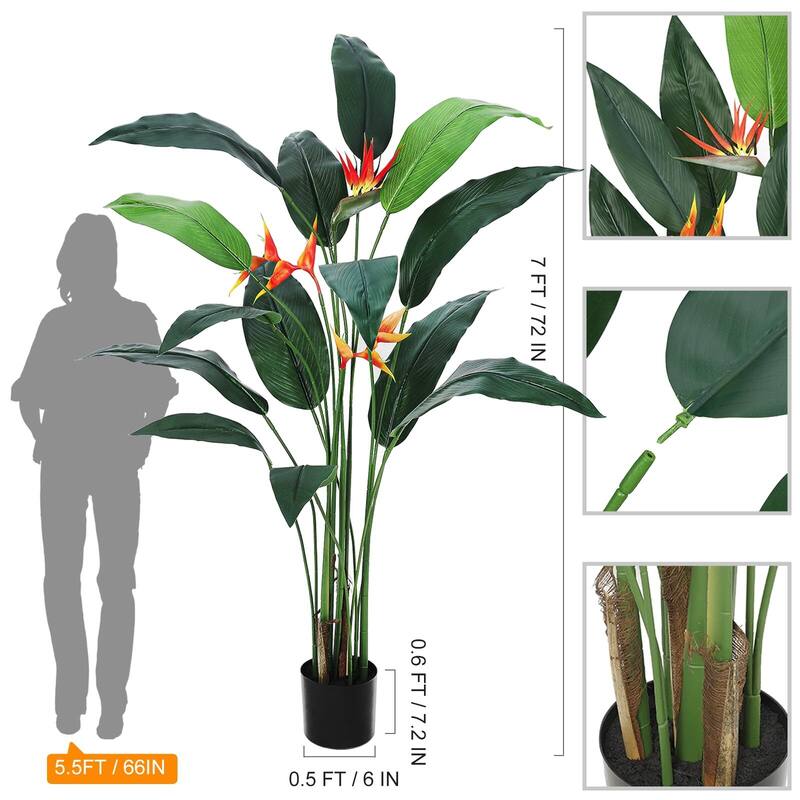 1/2 packArtificial Bird of Paradise Plant 6/7FT(72in) Fake Palm Tree