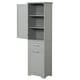 preview thumbnail 16 of 56, GDFStudio - Rowan Tall Freestanding Bathroom Storage Cabinet with Two-Sized Drawers and Adjustable Shelf