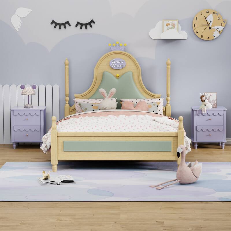 2 Drawers Nightstand Curved Design Cloud Bedside Table