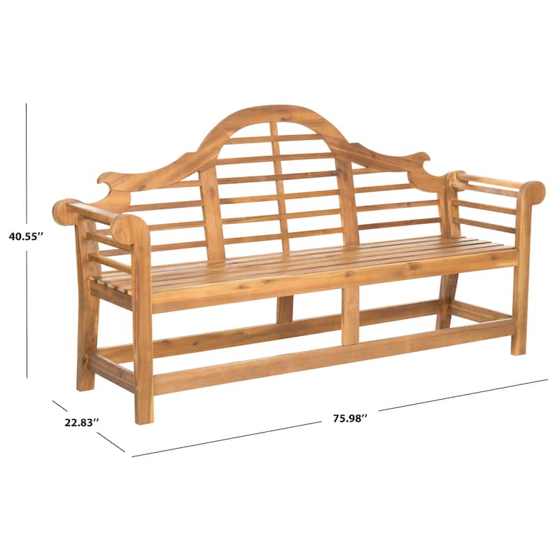SAFAVIEH Outdoor Patio Furniture Hamida Acacia Wood Garden Bench - 77Wx23Dx41H
