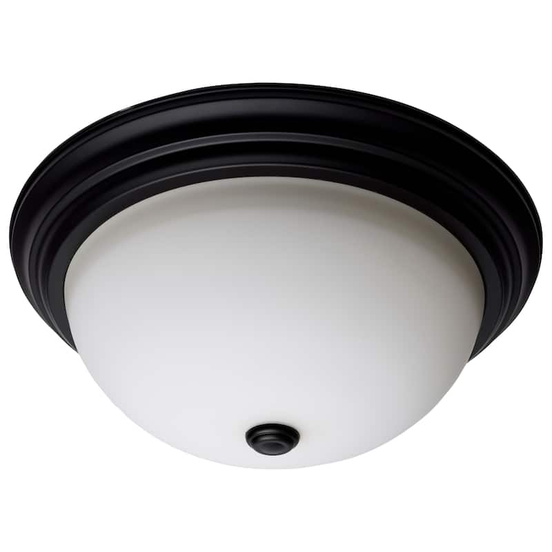 3 Light 15 Inch Flush Mount Matte Black Finish Opal Glass