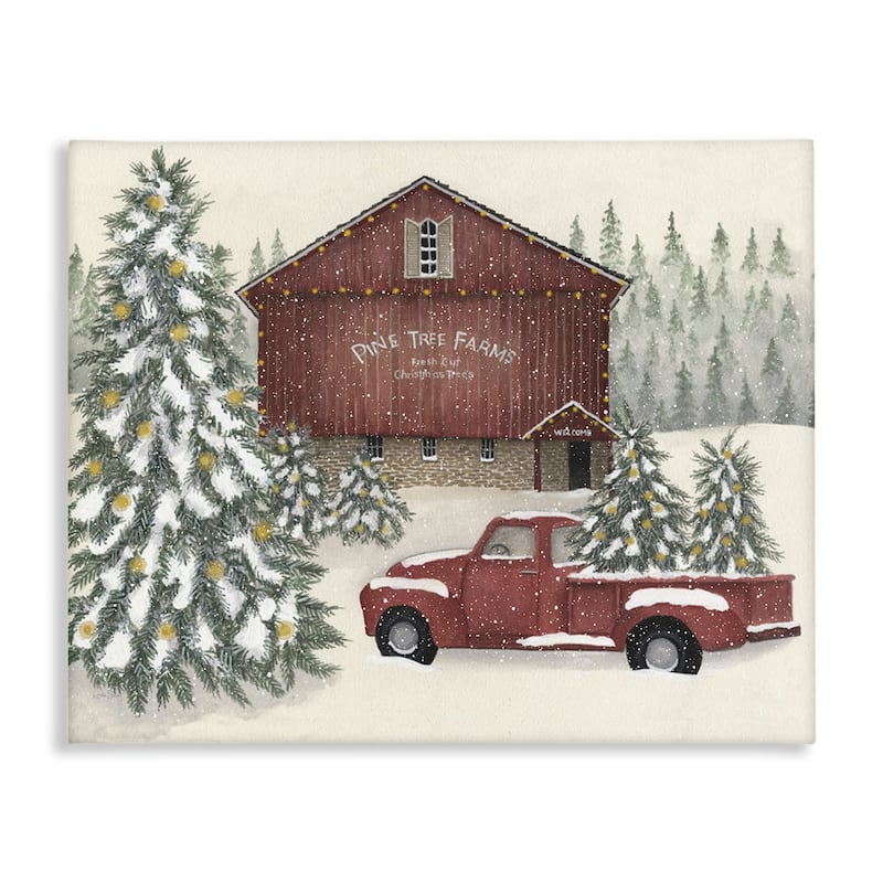 Stupell Winter Pine Tree Farm Canvas Wall Art Design By Linda Spivey - 48 x 36