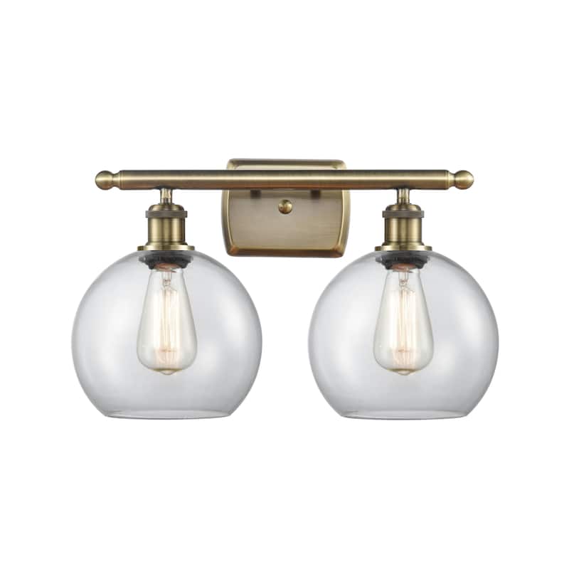 Innovations Lighting 516-2W-11-18 Athens Vanity Athens 2 Light 18" - Antique Brass / Clear