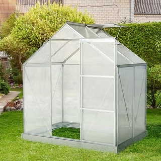Outsunny 6' x 4' Portable Walk-In Greenhouse Outdoor Plant Gardening Green House Canopy w/ Sliding Door