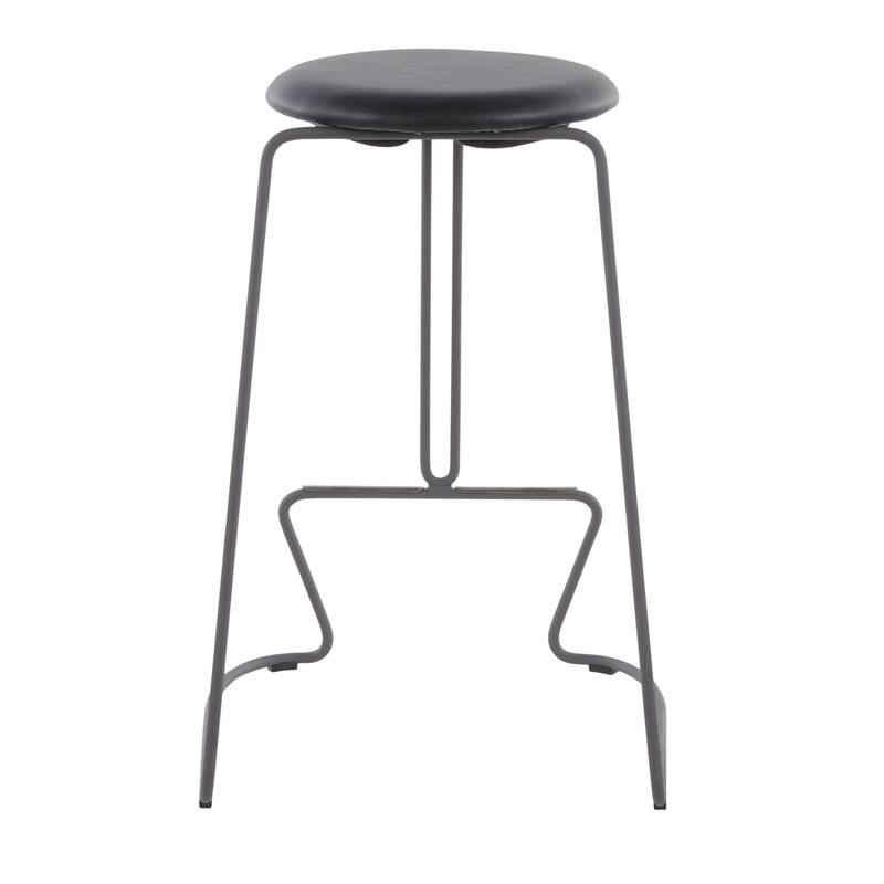 Finn Contemporary Counter Stool in Grey Steel and Light Grey Fabric - Set of 2 - 19.5"Lx18"Wx25.75"H