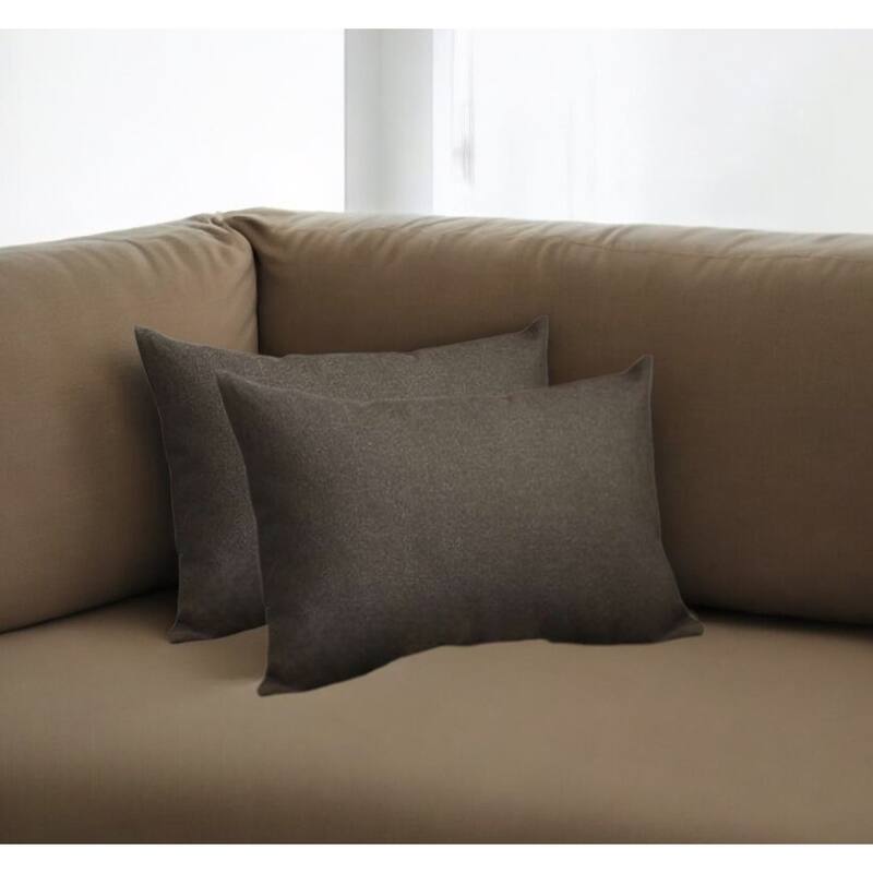 HomeRoots Set Of Two 20" X 12" Black Polyester Zippered Pillow - Bed Rest - Polyester