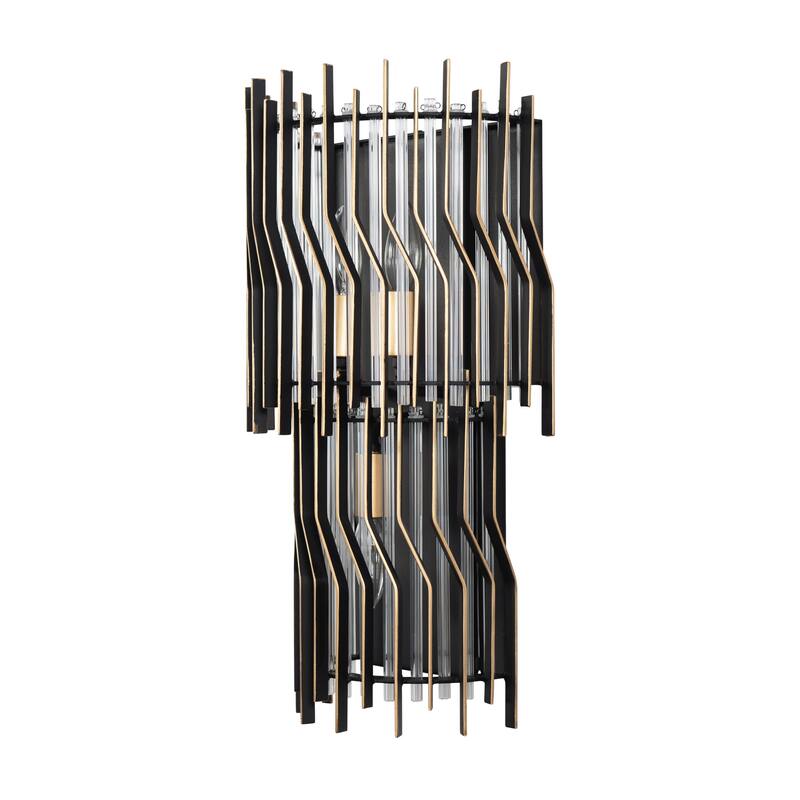 Varaluz Park Row Wall Sconce - Matte Black/French Gold - 6.25"D x 11"W x 20"H - 6.25"D x 11"W x 20"H
