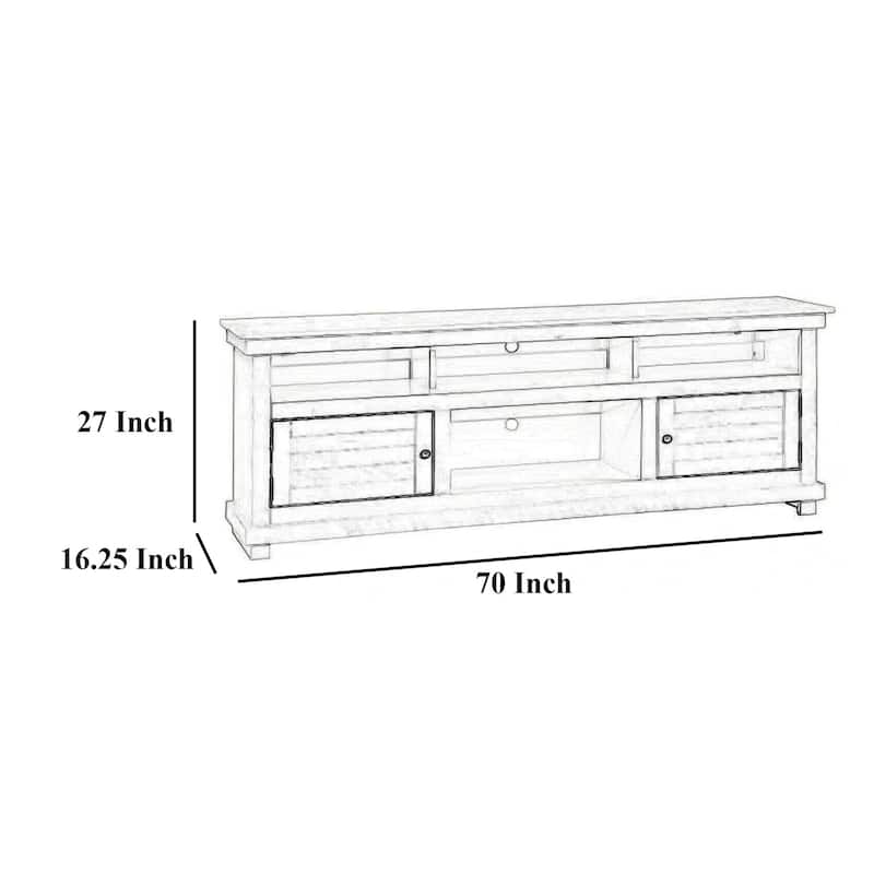 Ayne TV Stand Media Cabinet, 2 Doors and 4 Shelves, Brown Wood 70 Inch