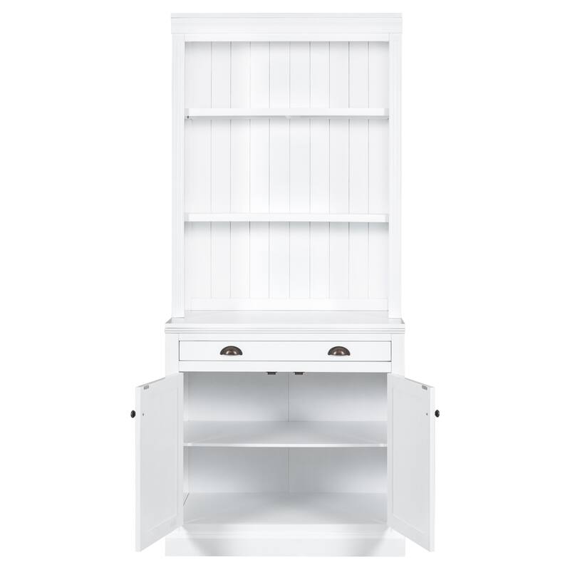 Modern Bookcase with 2 Doors and 1 Drawer,Storage Bookcase with Open Shelves
