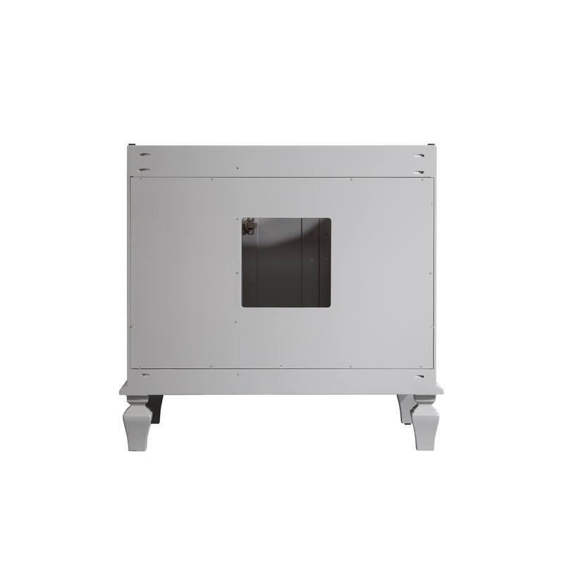 35'' H X 36'' W Solid Wood Bath Vanity with Stain-resistant Carrera Quartz Top and Single Sink