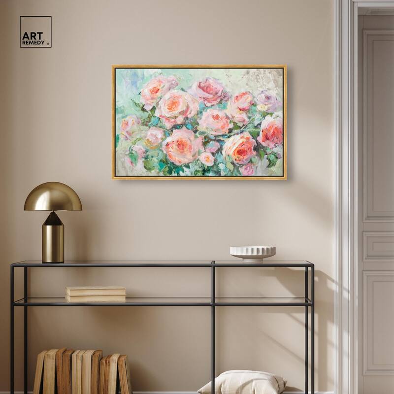 Cabbage Rose Charm Canvas by Art Remedy
