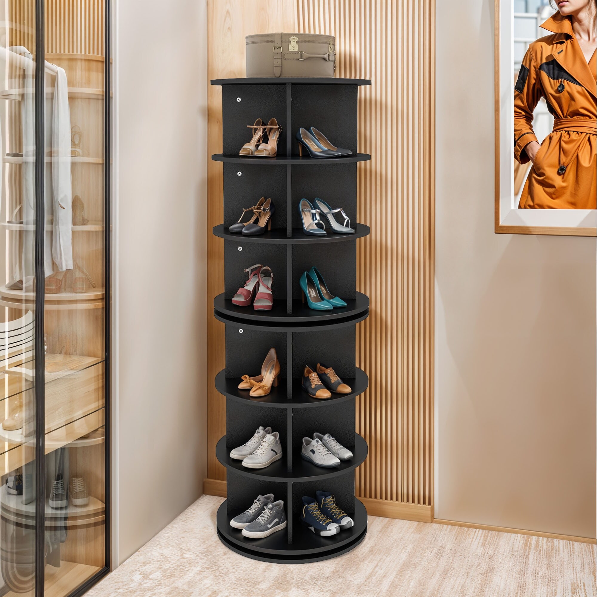 Moasis Rotating Shoe Rack 6-Tier Revolving 24 Pairs Shoe Storage